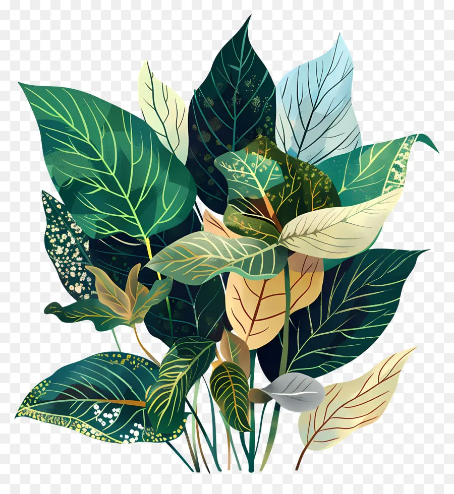 Bouquet De Feuilles，Plantes Colorées PNG