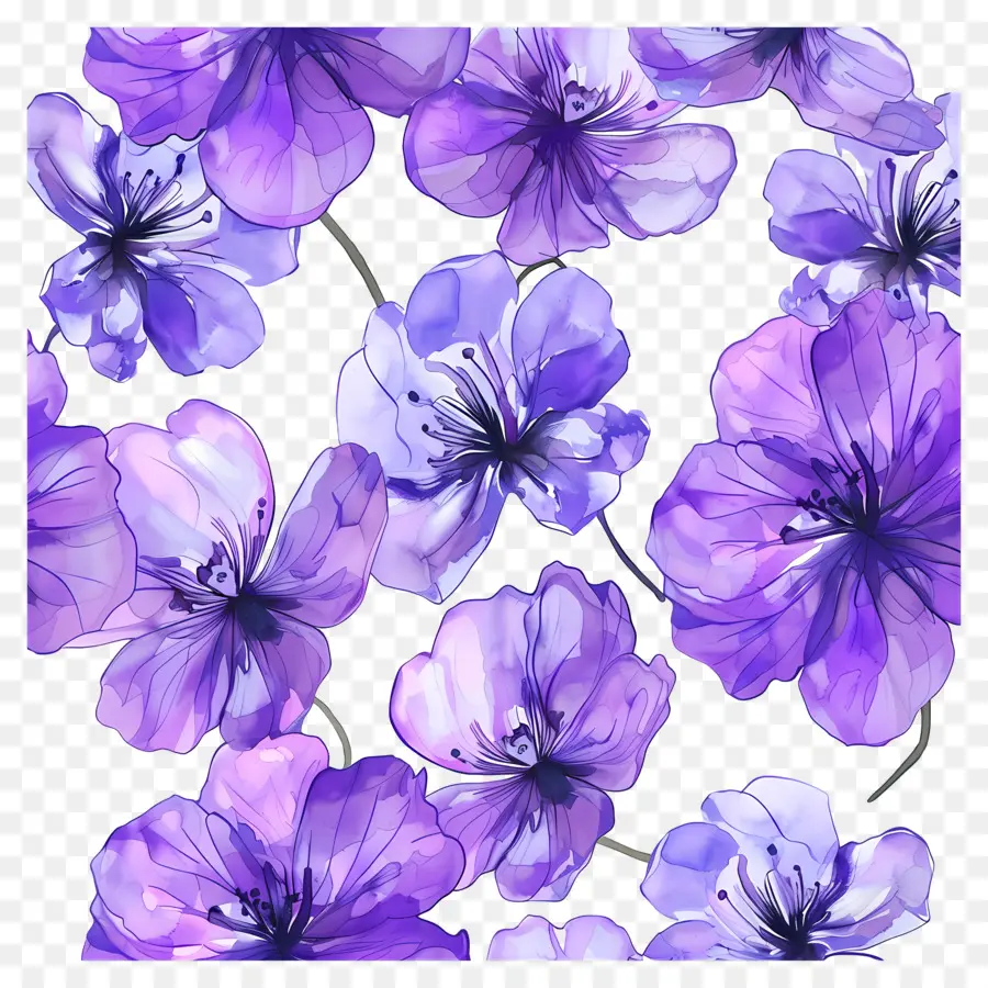 Fond Violet，Fleurs Violettes PNG