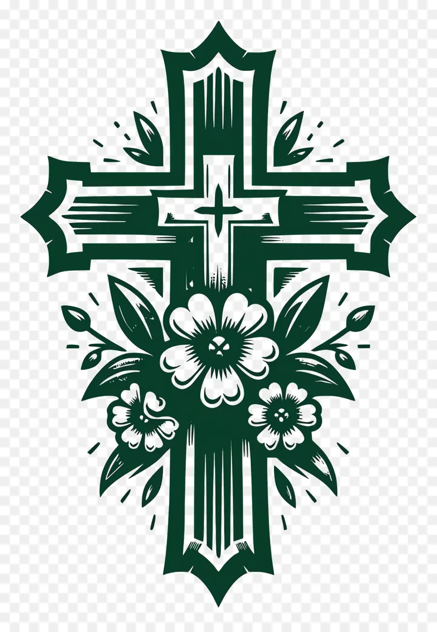 Croix Chrétienne，Croix Avec Des Fleurs PNG