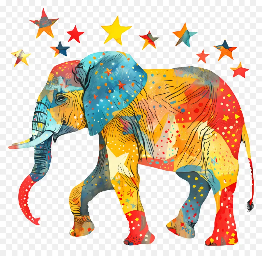 Éléphant，Coloré PNG