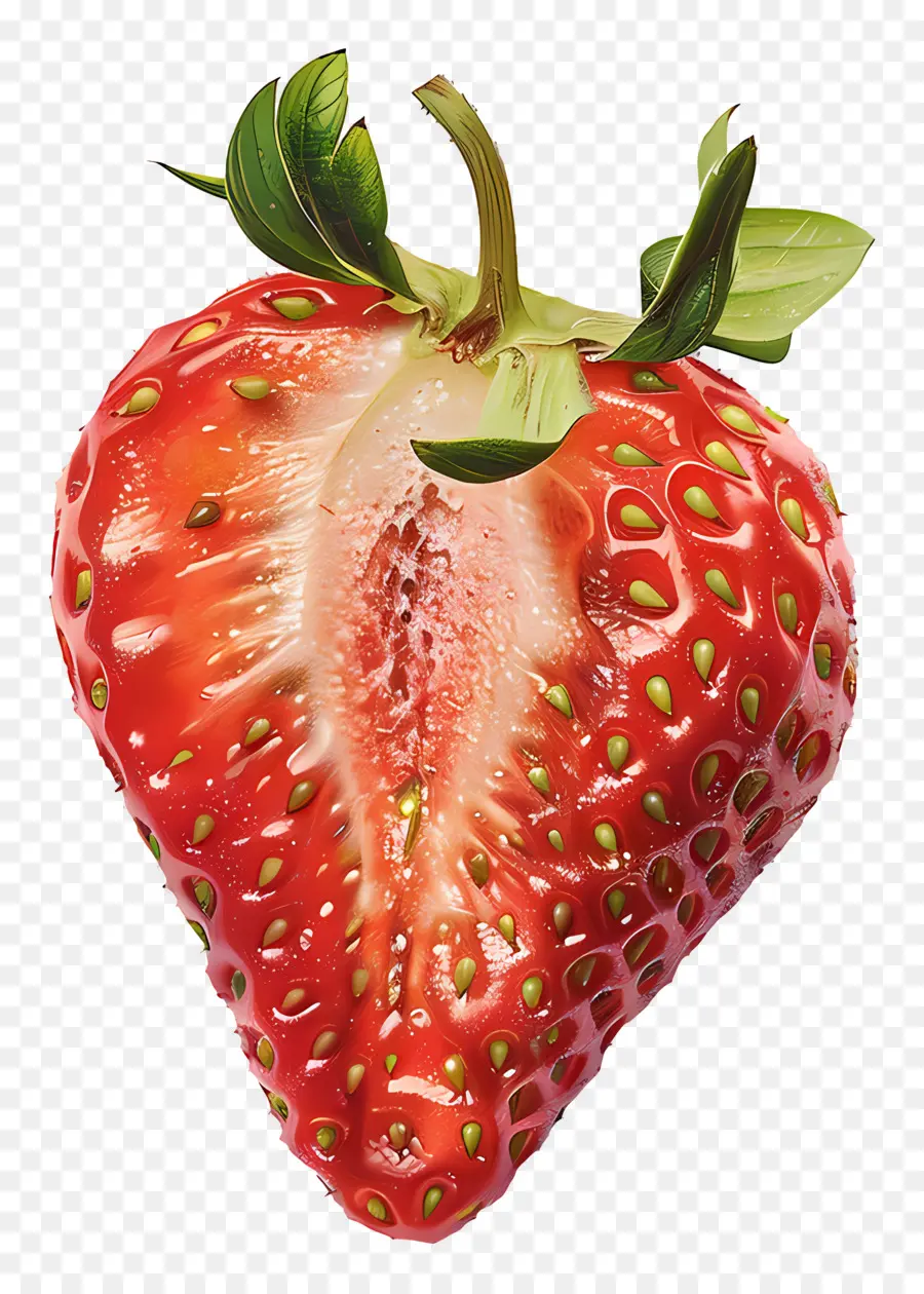 Demi Fraise，Fraise En Forme De Coeur PNG