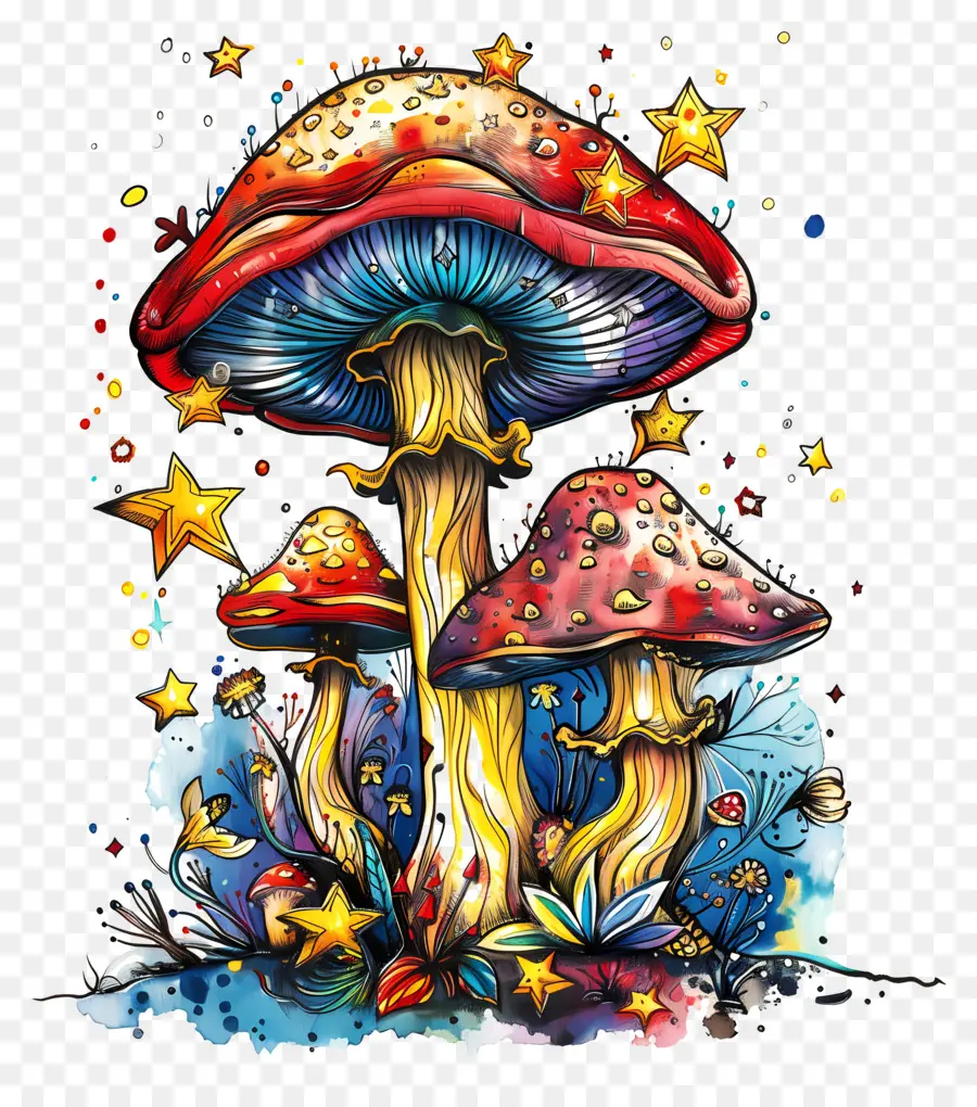 Champignon，Champignons Colorés PNG