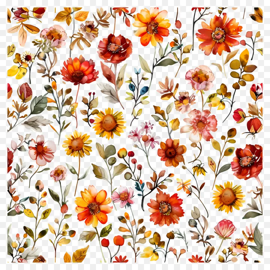 Fond D'automne，Motif Floral PNG