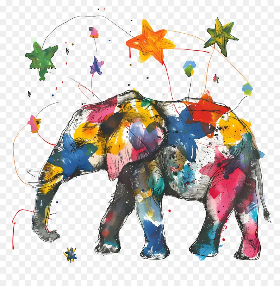 Éléphant，Éléphant Coloré PNG