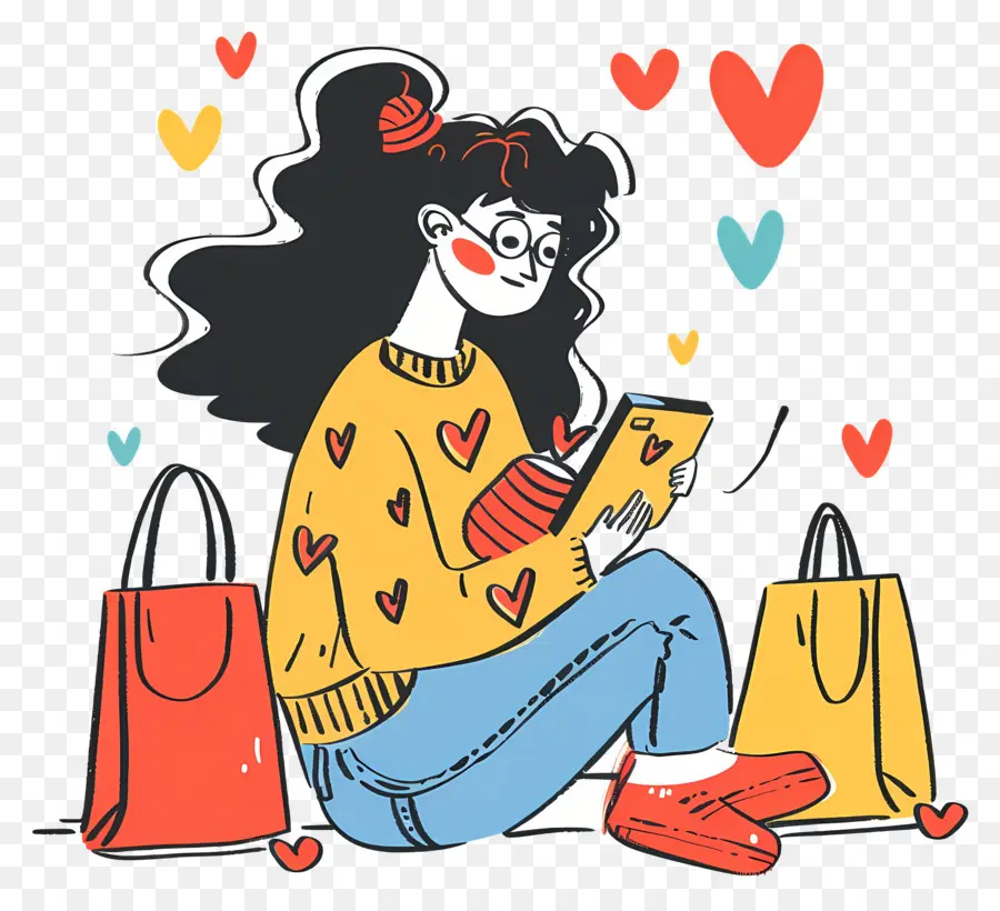 Achats En Ligne，Fille Avec Tablette PNG