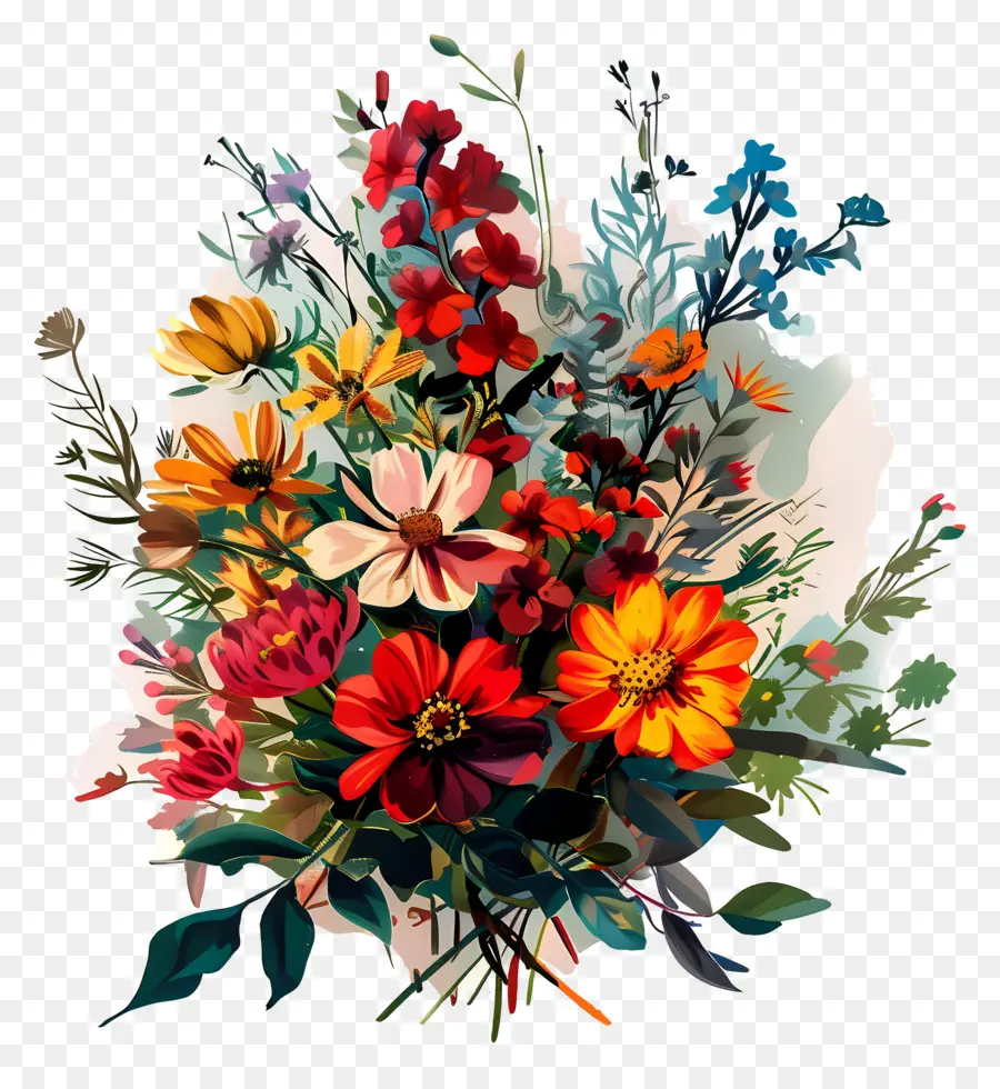 Bouquet De Fleurs，Fleurs Colorées PNG