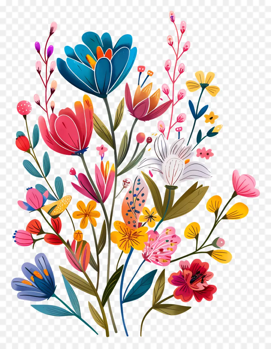 Fond De Printemps，Fleurs Colorées PNG