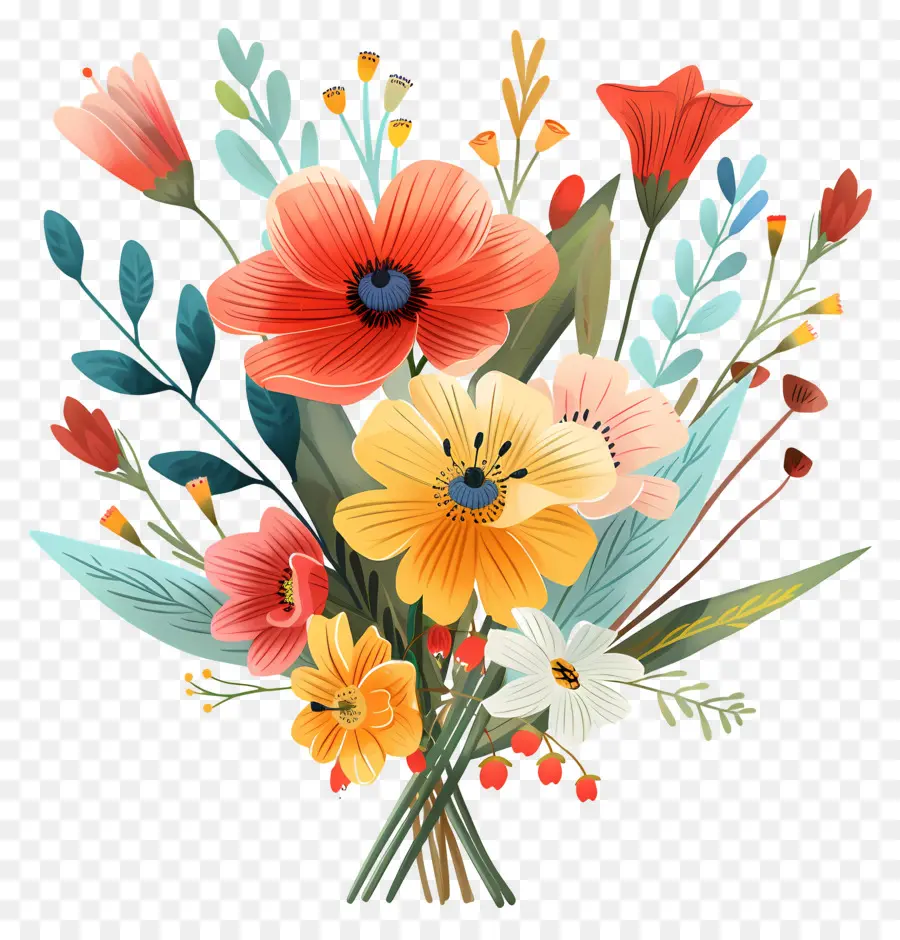 Bouquet De Fleurs，Fleurs Colorées PNG