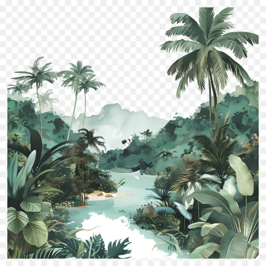 Paysage Serein，Jungle PNG