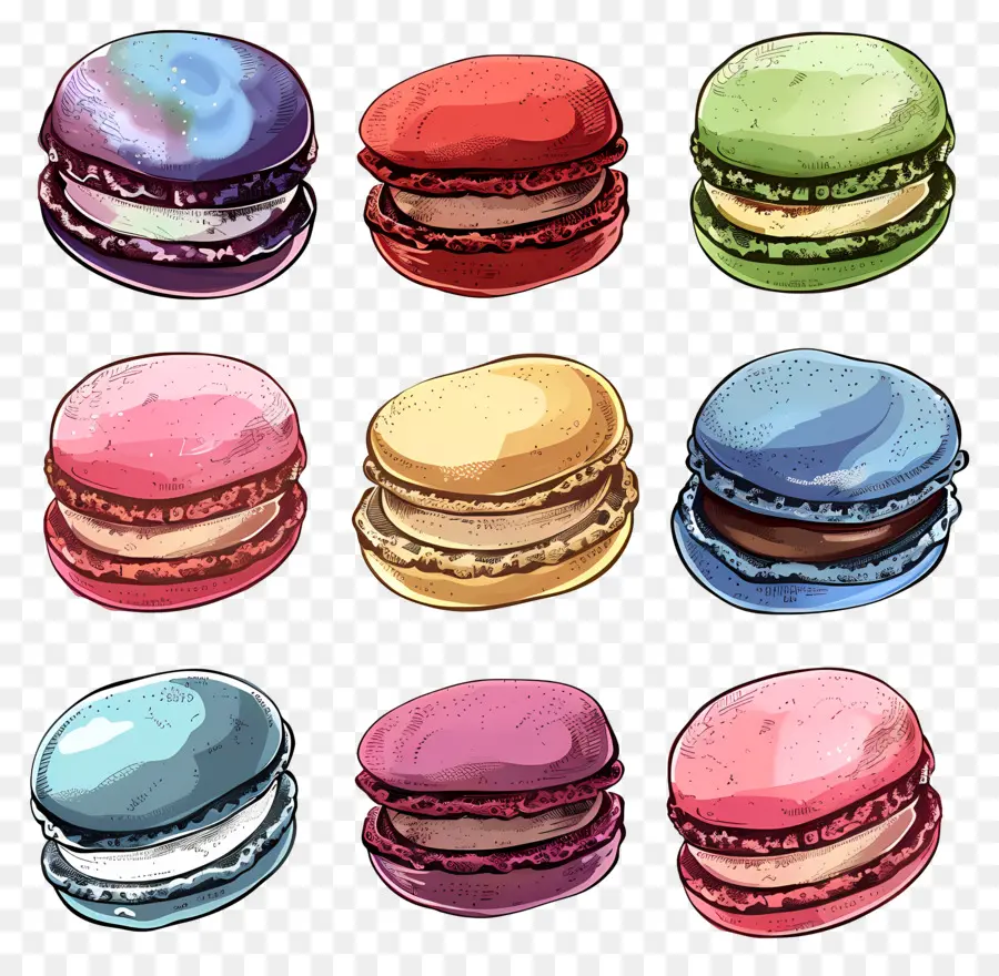 Macarons，Dessert PNG