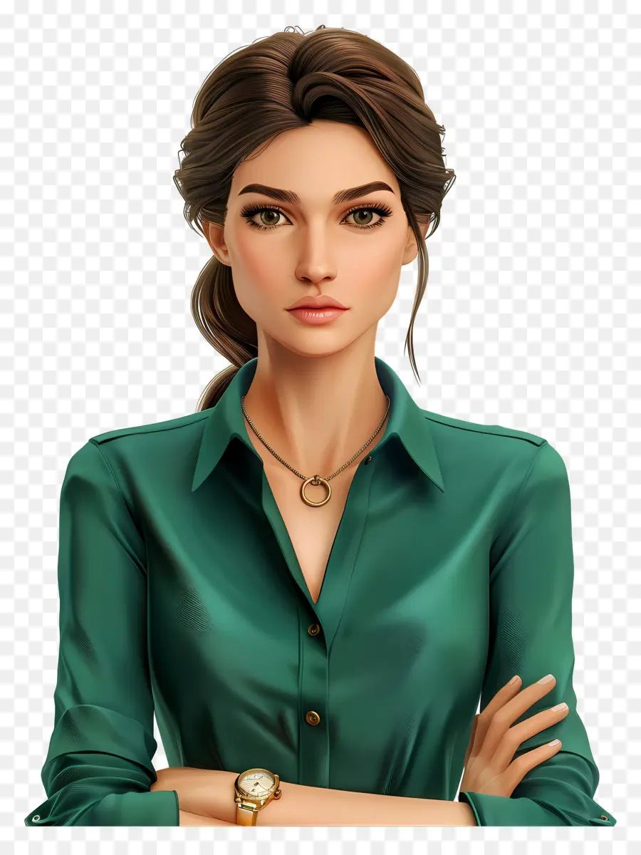 Femme En Chemise，Femme En Chemise Verte PNG