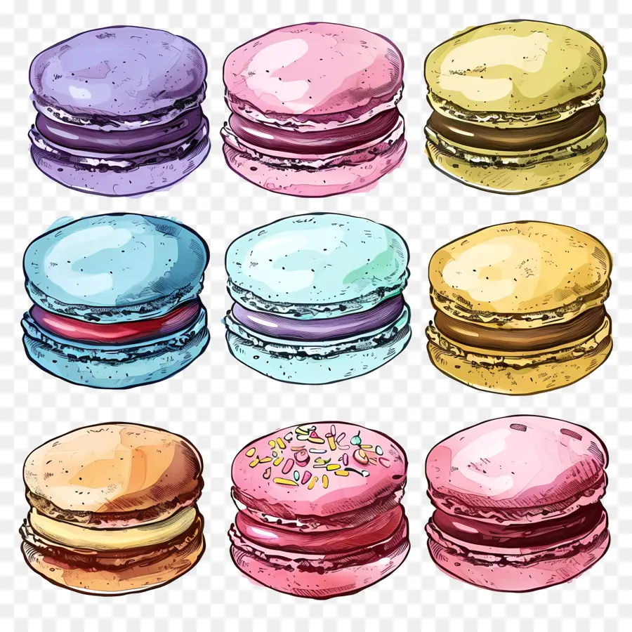 Macarons，Dessert PNG