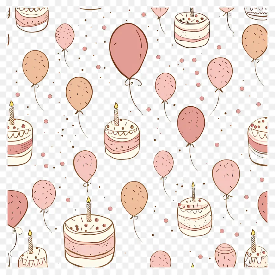 Fond D'anniversaire，Gâteaux D'anniversaire Et Ballons PNG