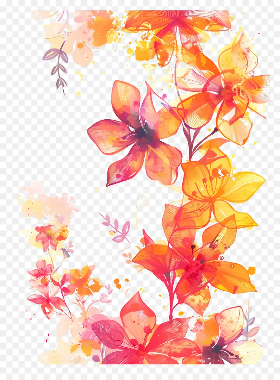 Fond De Fleurs，Fleurs Oranges PNG