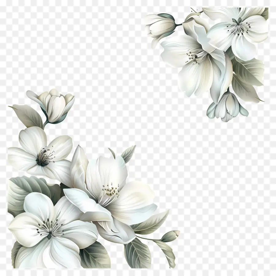 Coin De Fleurs Blanches，Fleurs Blanches PNG