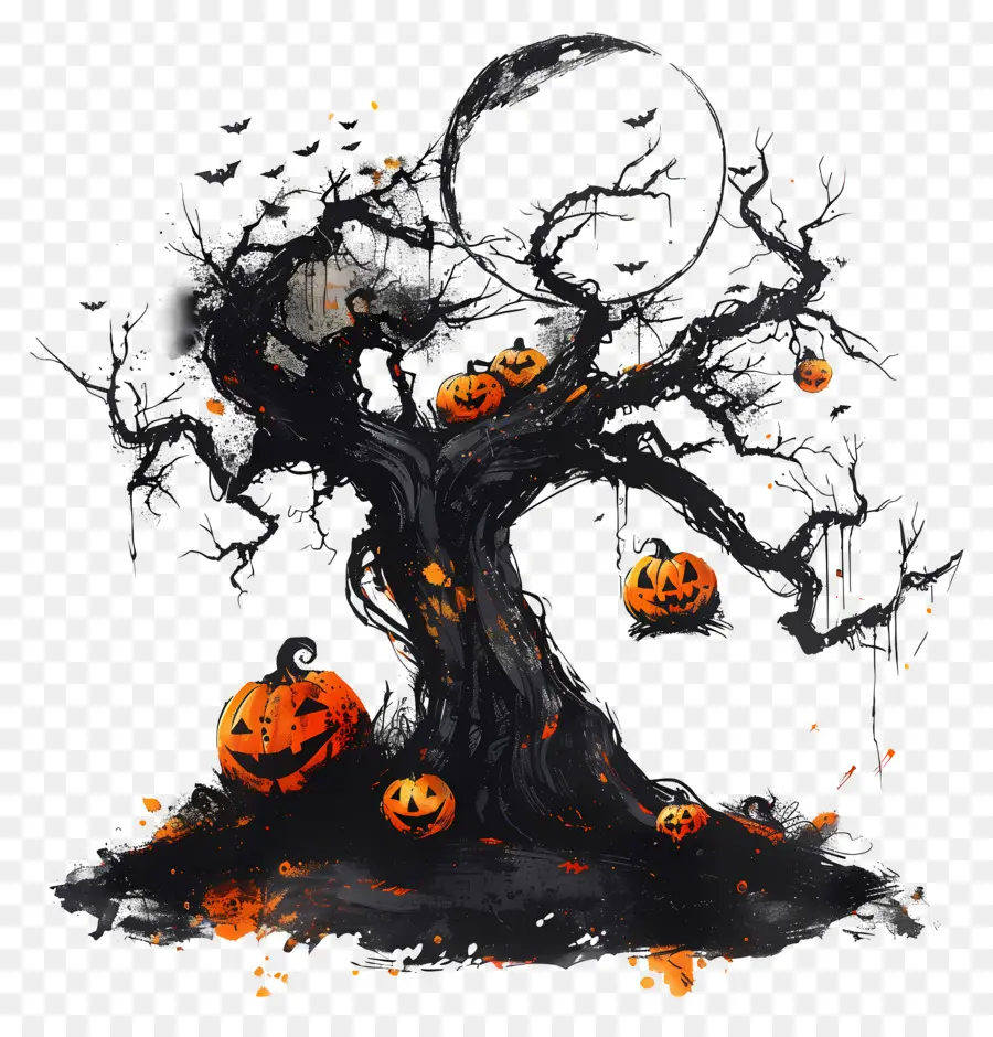 Arbre Hanté，Arbre D'halloween PNG