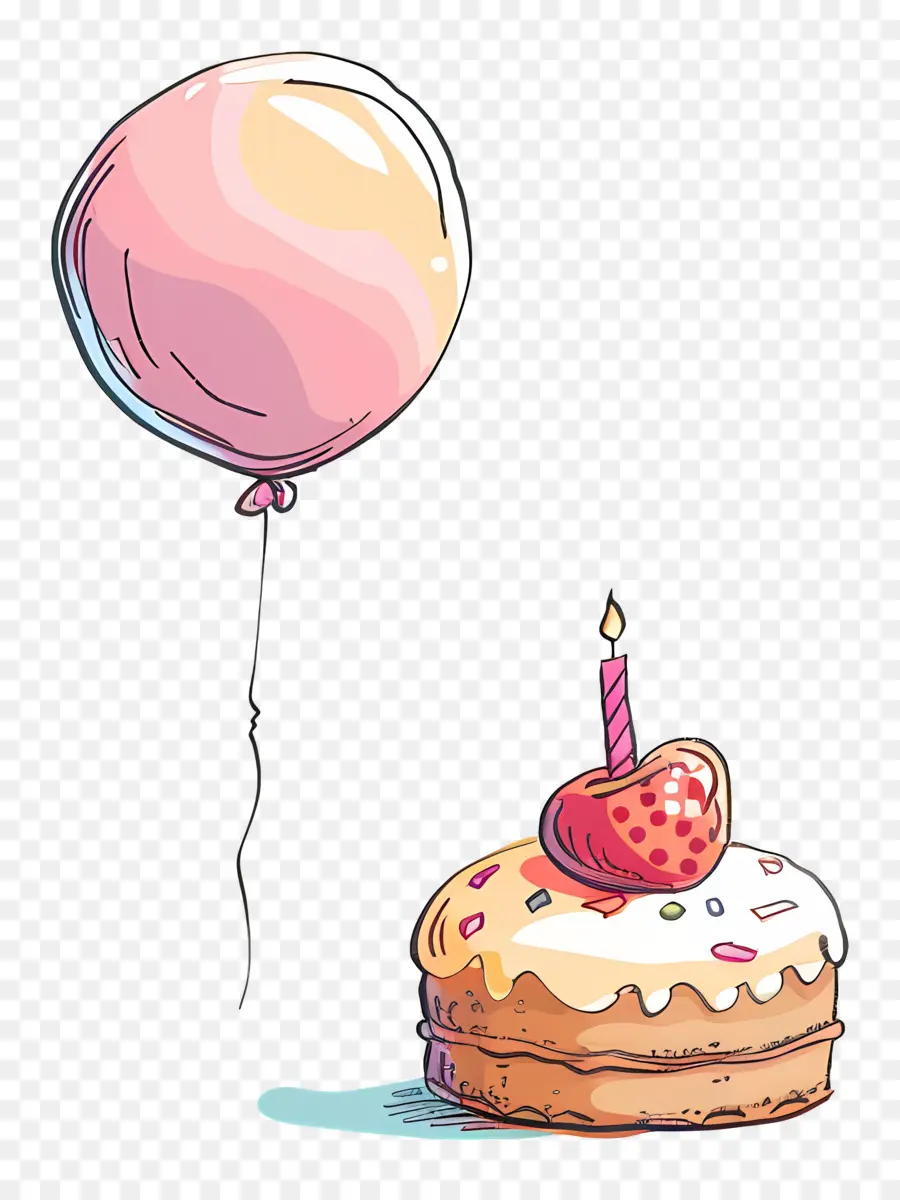 Fond D'anniversaire，Gâteau Et Ballon PNG