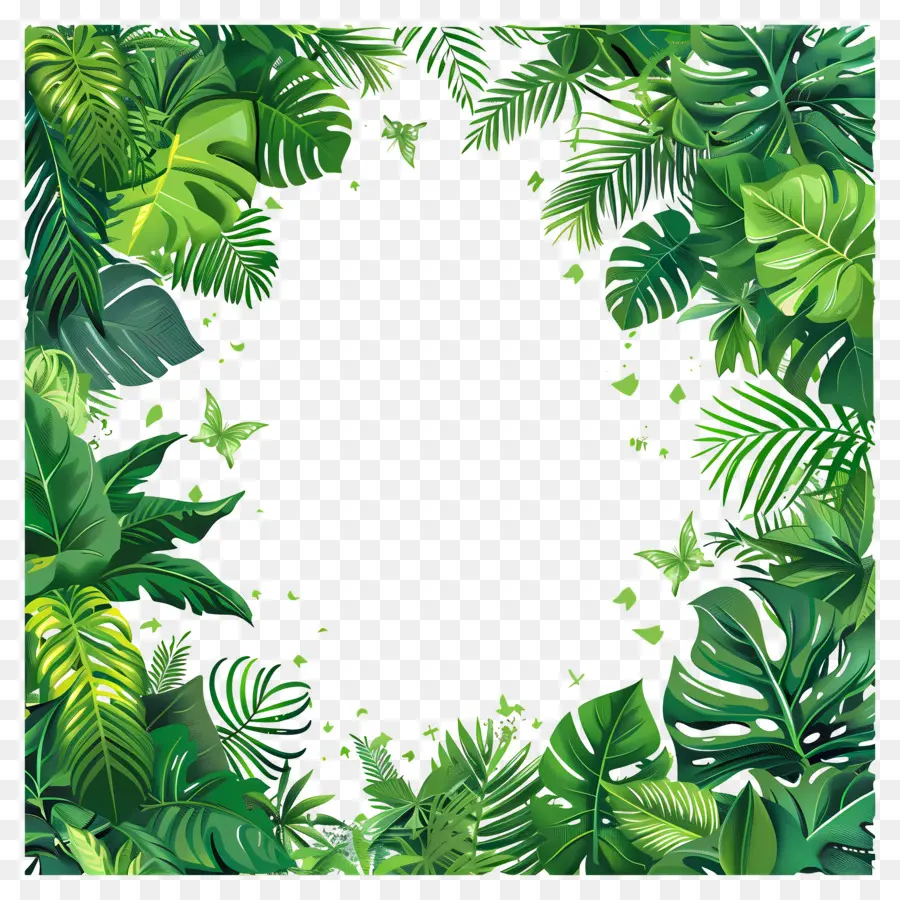 Bordure De Feuilles De Jungle，Feuilles De Monstera PNG