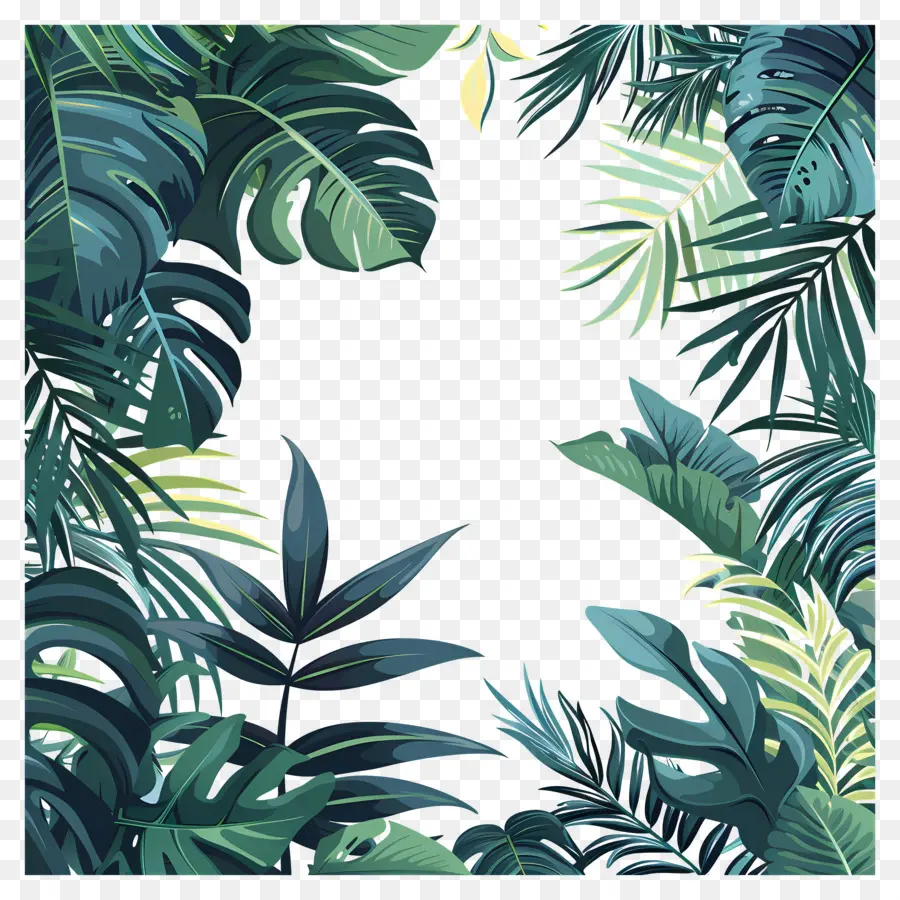 Bordure De Feuilles De Jungle，Feuilles PNG