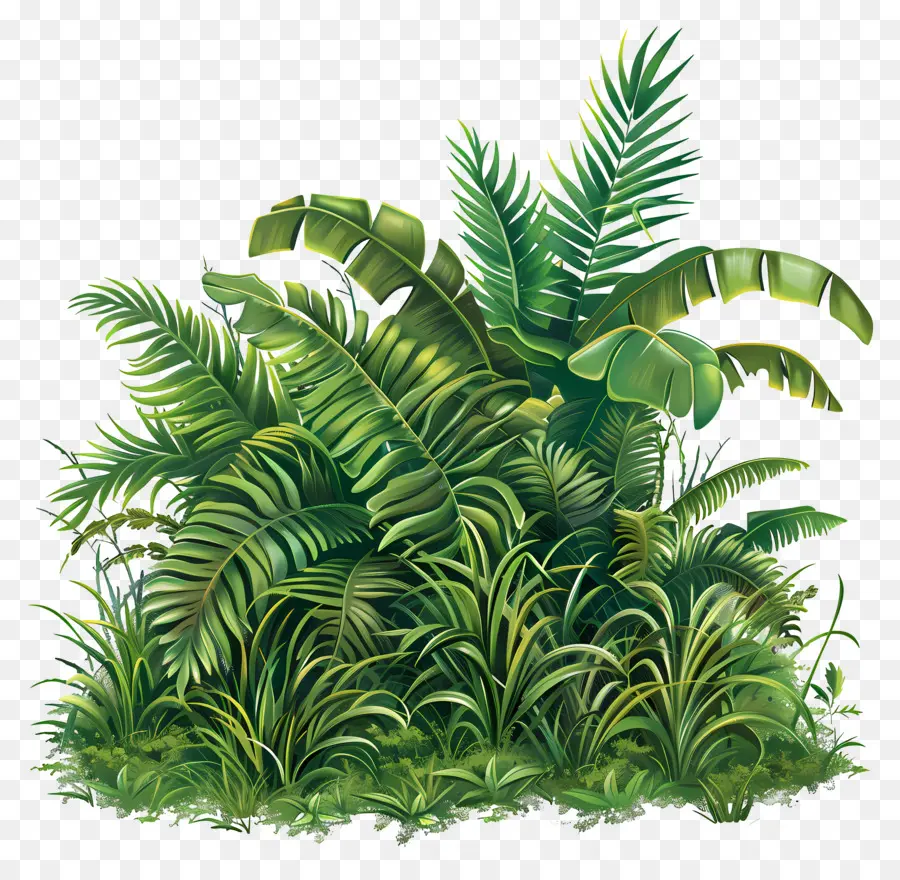 Paysage D'herbe，Jungle Verte PNG