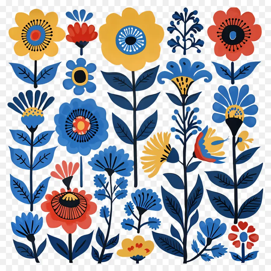 Motif Floral，Fleurs Colorées PNG