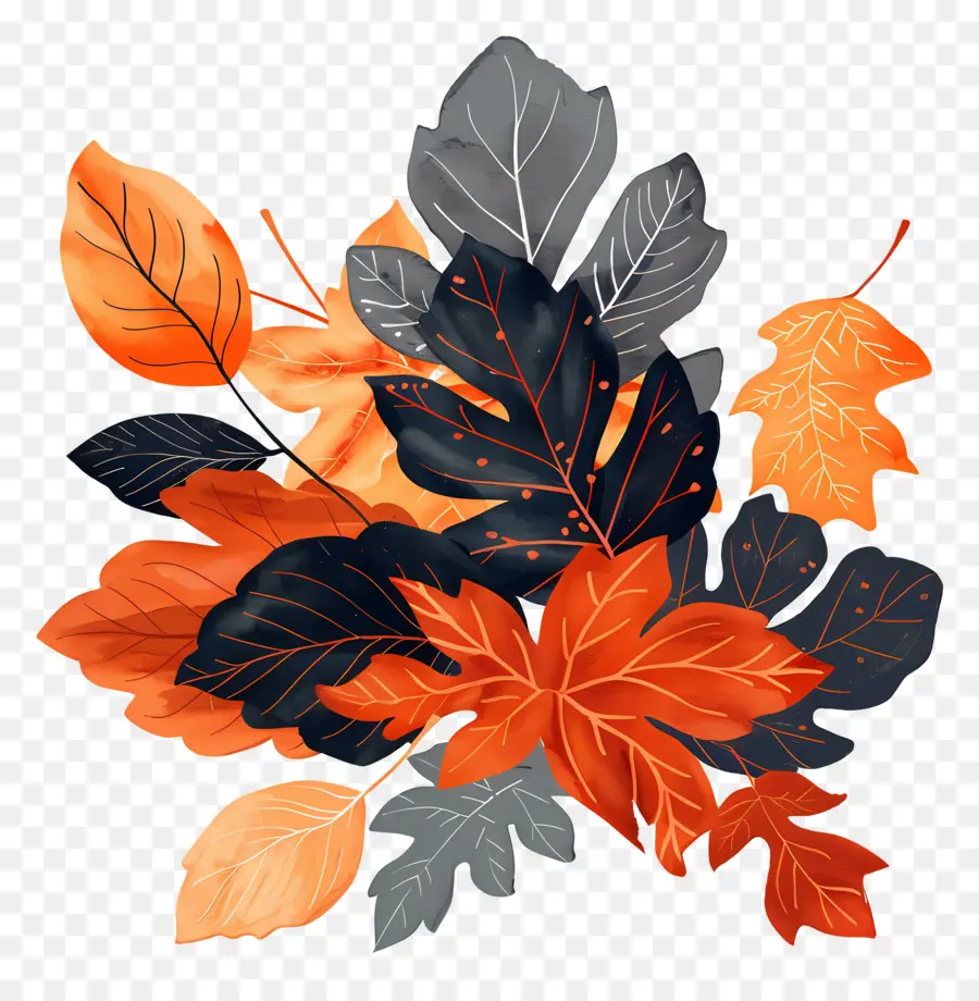 Bouquet De Feuilles，Feuilles Colorées PNG