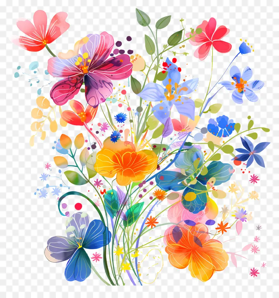 Fond De Printemps，Fleurs Colorées PNG