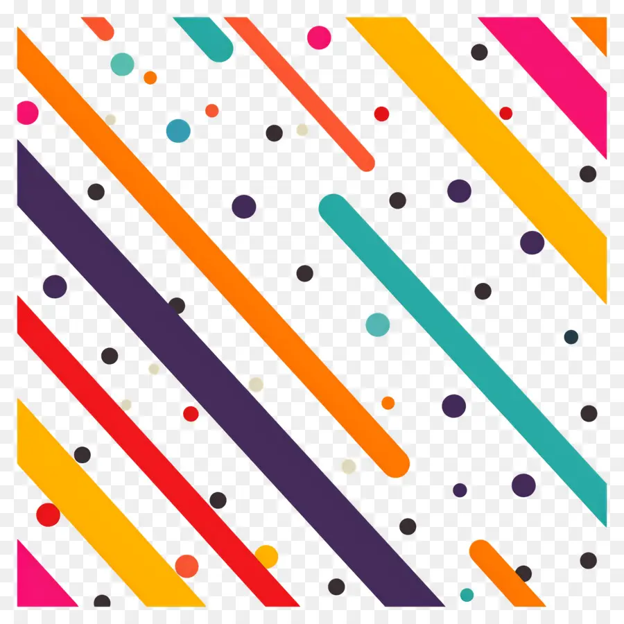 Motif à Pois，Lignes Et Points Colorés PNG