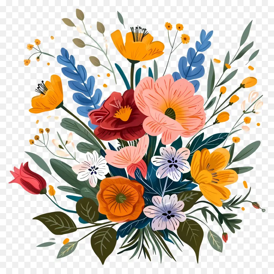 Bouquet De Fleurs，Fleurs Colorées PNG