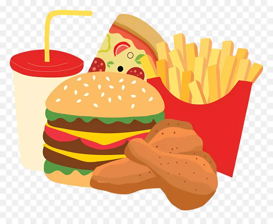 Malbouffe，Burger Et Frites PNG