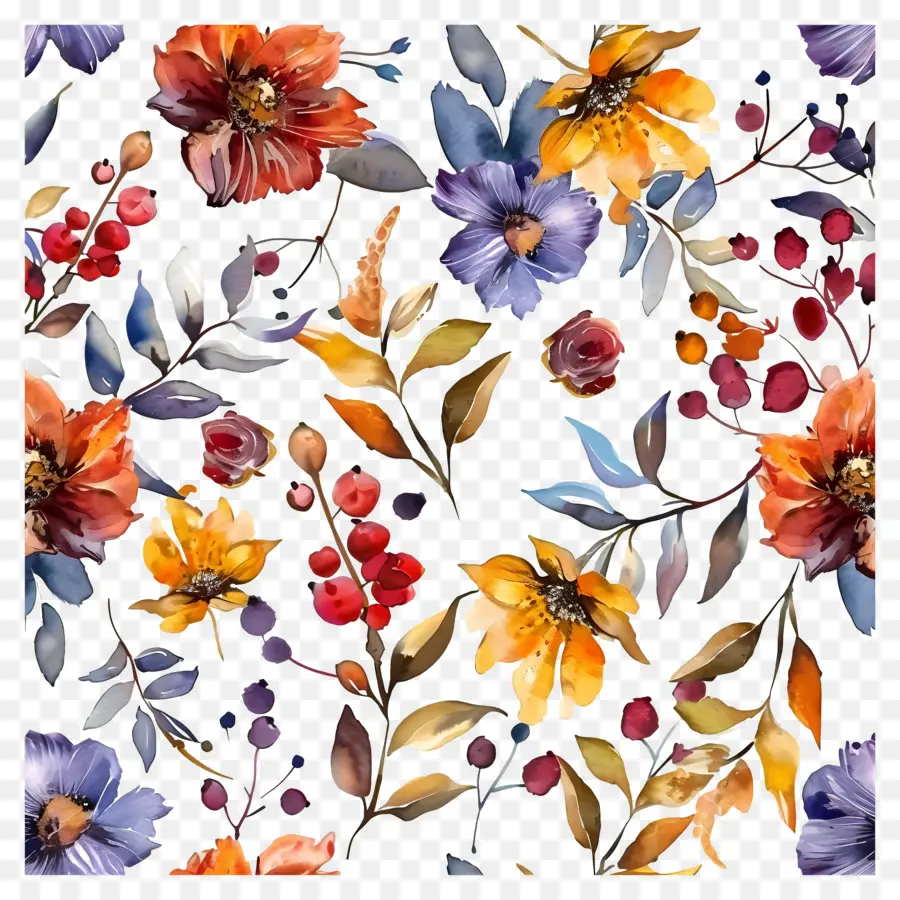 Fond D'automne，Motif Floral PNG