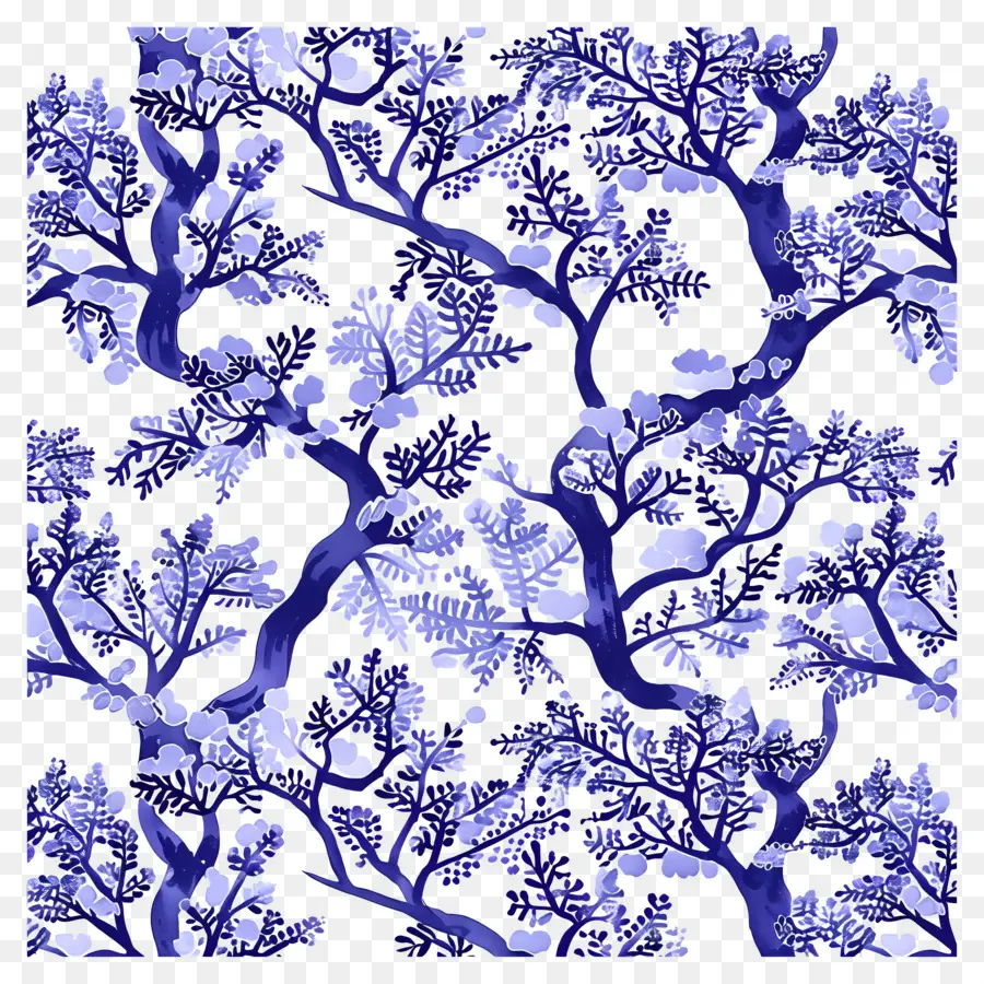 Modèle D'arbre，Arbres Bleus PNG