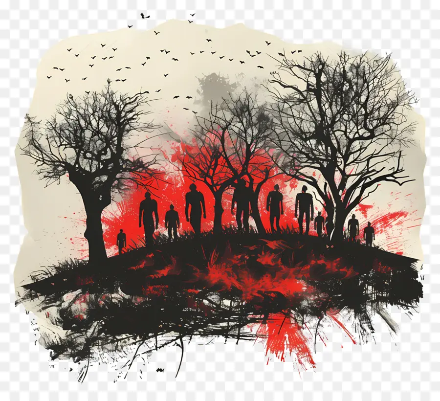 Cimetière De Zombies，Silhouettes PNG