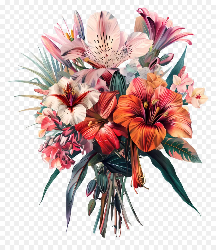 Bouquet De Fleurs，Fleurs Colorées PNG