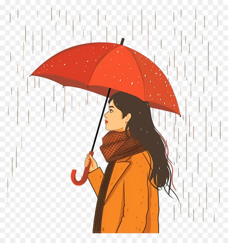 Femme Sous La Pluie，Femme Avec Parapluie PNG