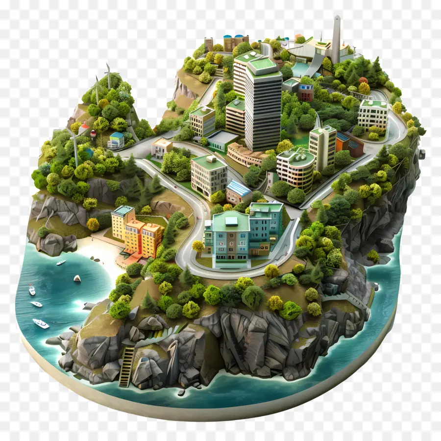 île，Ville Miniature PNG