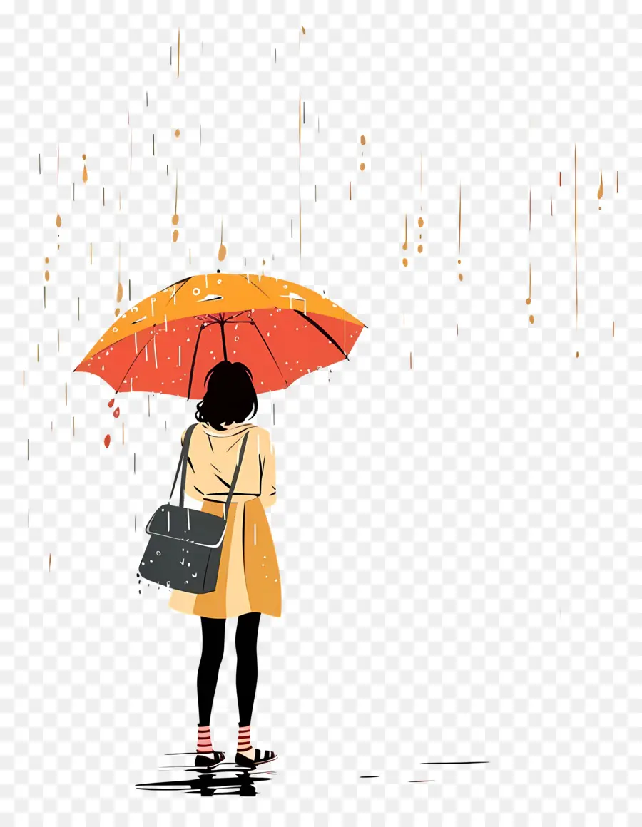 Femme Sous La Pluie，Femme Avec Parapluie PNG