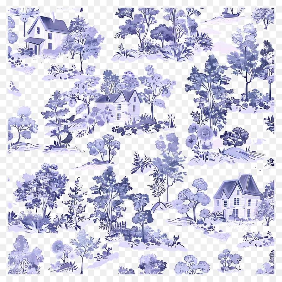 Modèle De Maison，Motif Toile Bleue PNG