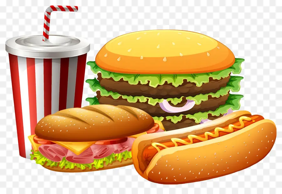 Malbouffe，Burger Et Frites PNG