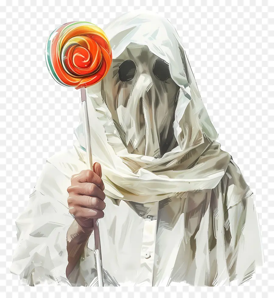 Sucette Fantôme，Personne En Manteau Blanc Avec Sucette PNG