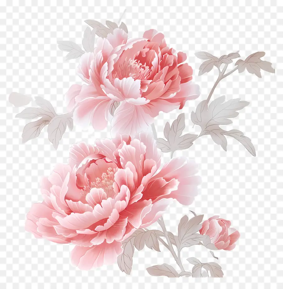 Pivoine Rose，Fleurs Roses PNG