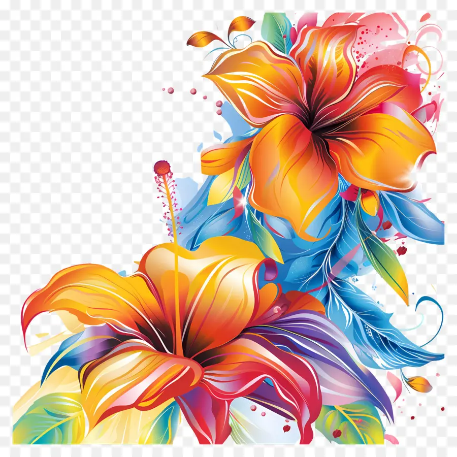 Fond De Fleurs，Fleurs Colorées PNG