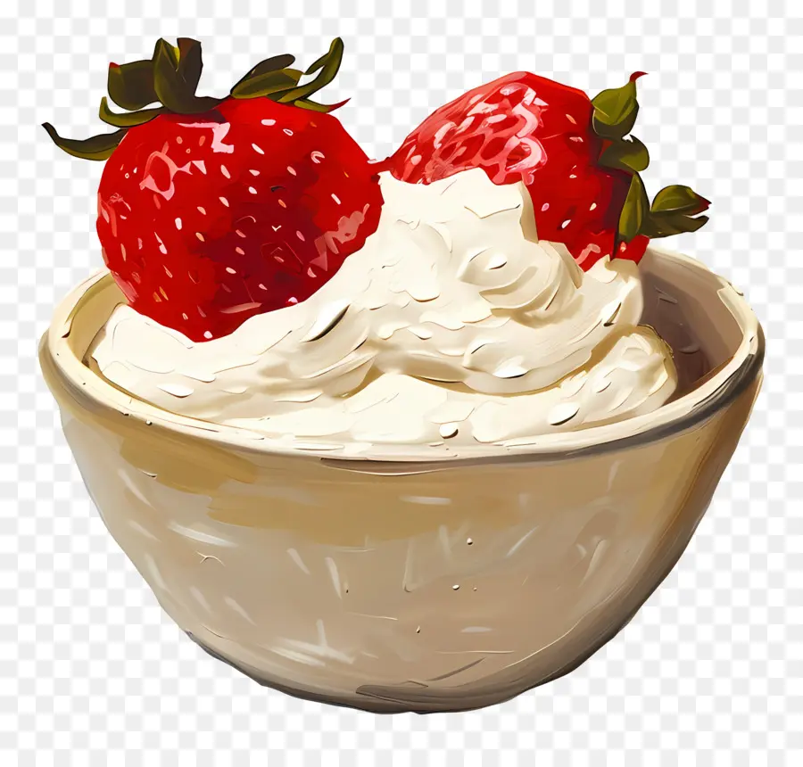 Pouding Aux Fraises，Fraises Et Crème PNG