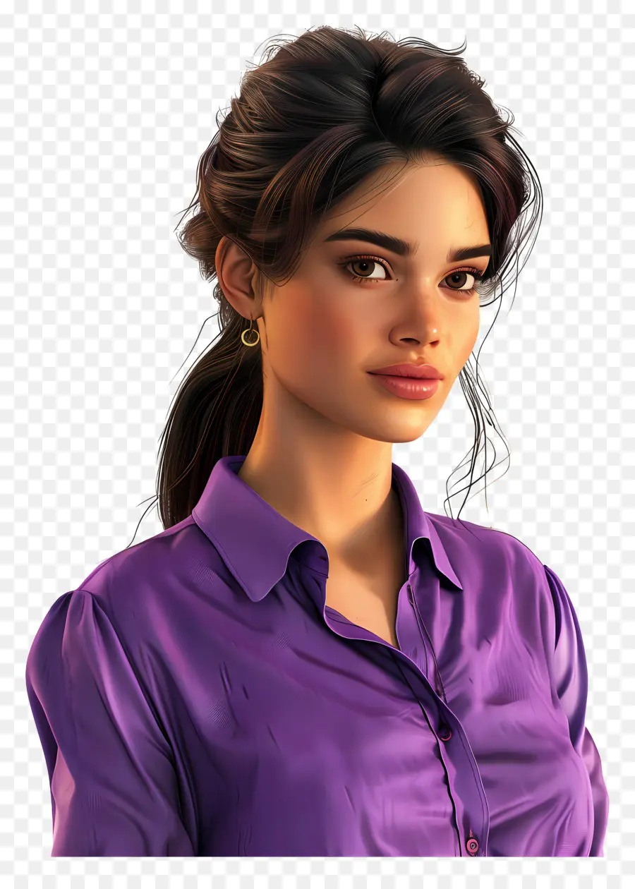 Femme En Chemise，Femme En Chemise Violette PNG