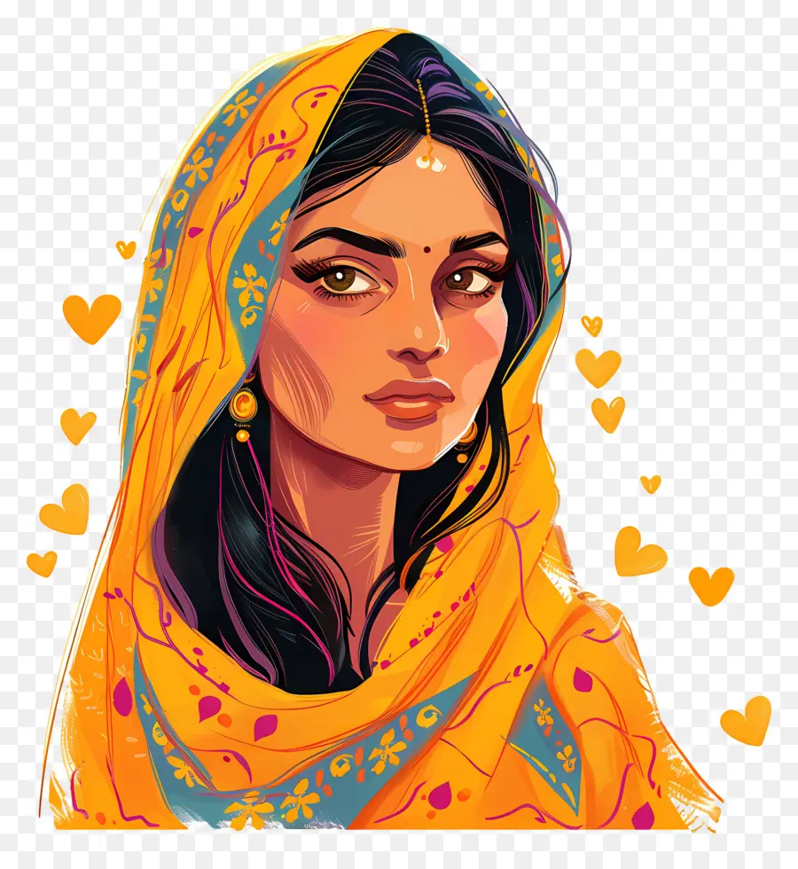 Femme Indienne Punjabi，Femme En Sari Jaune PNG