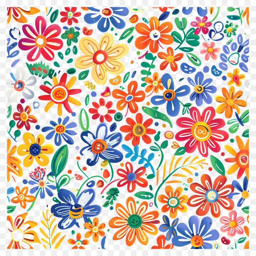 Motif Floral，Fleurs Colorées PNG