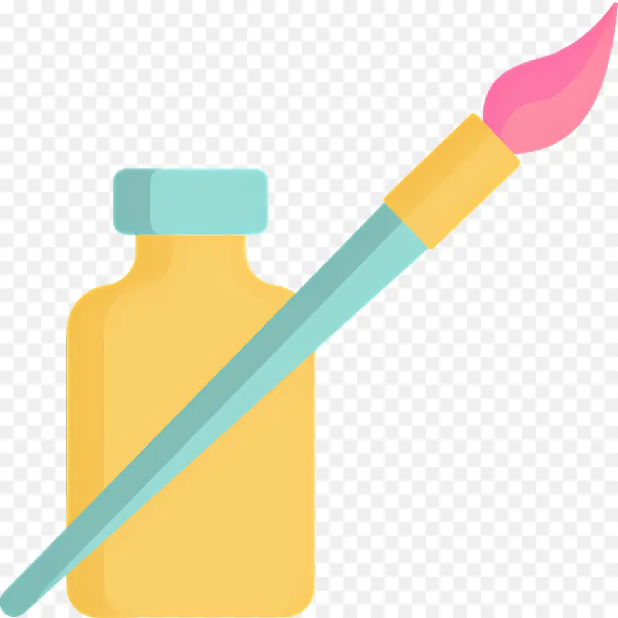 Bouteille De Peinture，Pinceau Et Bouteille PNG