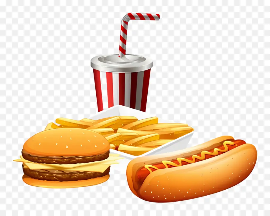 Malbouffe，Burger Et Frites PNG