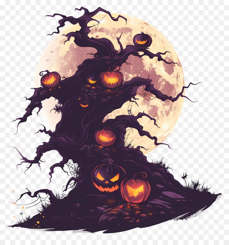 Arbre Hanté，Épouvantail D'halloween PNG