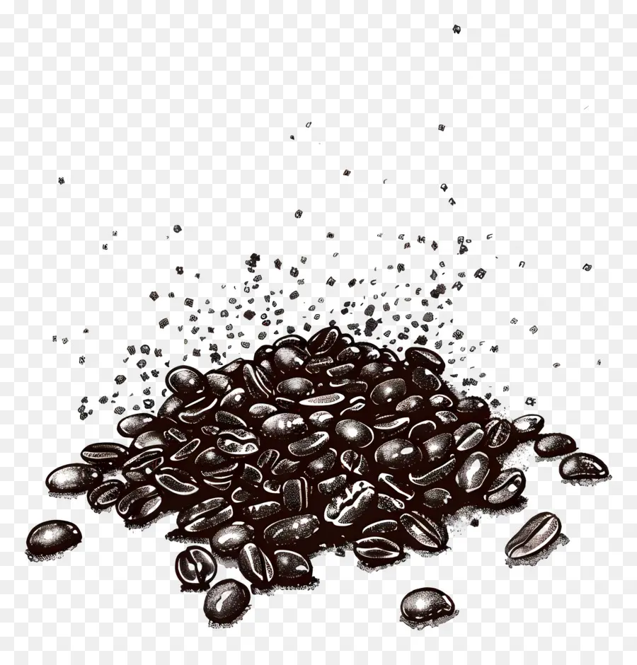 Café En Grains，Noir PNG